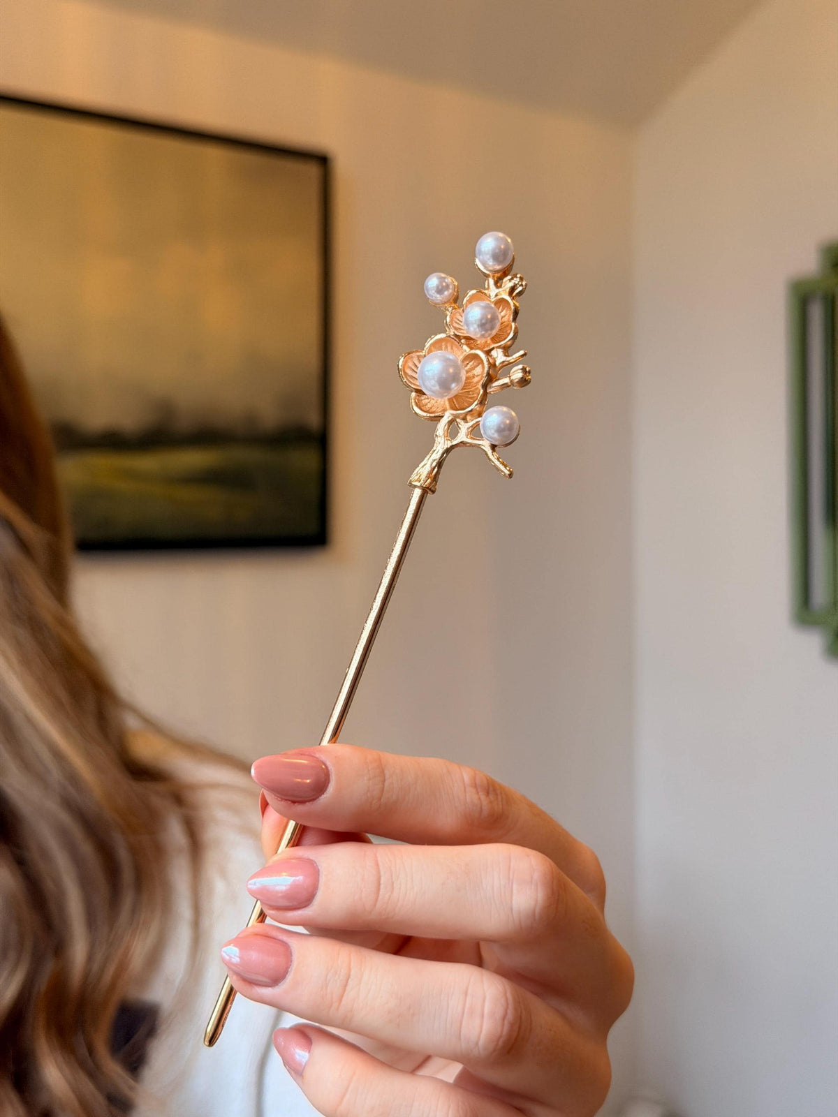 Pearl Hair Pin – Bridal Pin, Silver Hair Stick, Wedding Hair Accessory