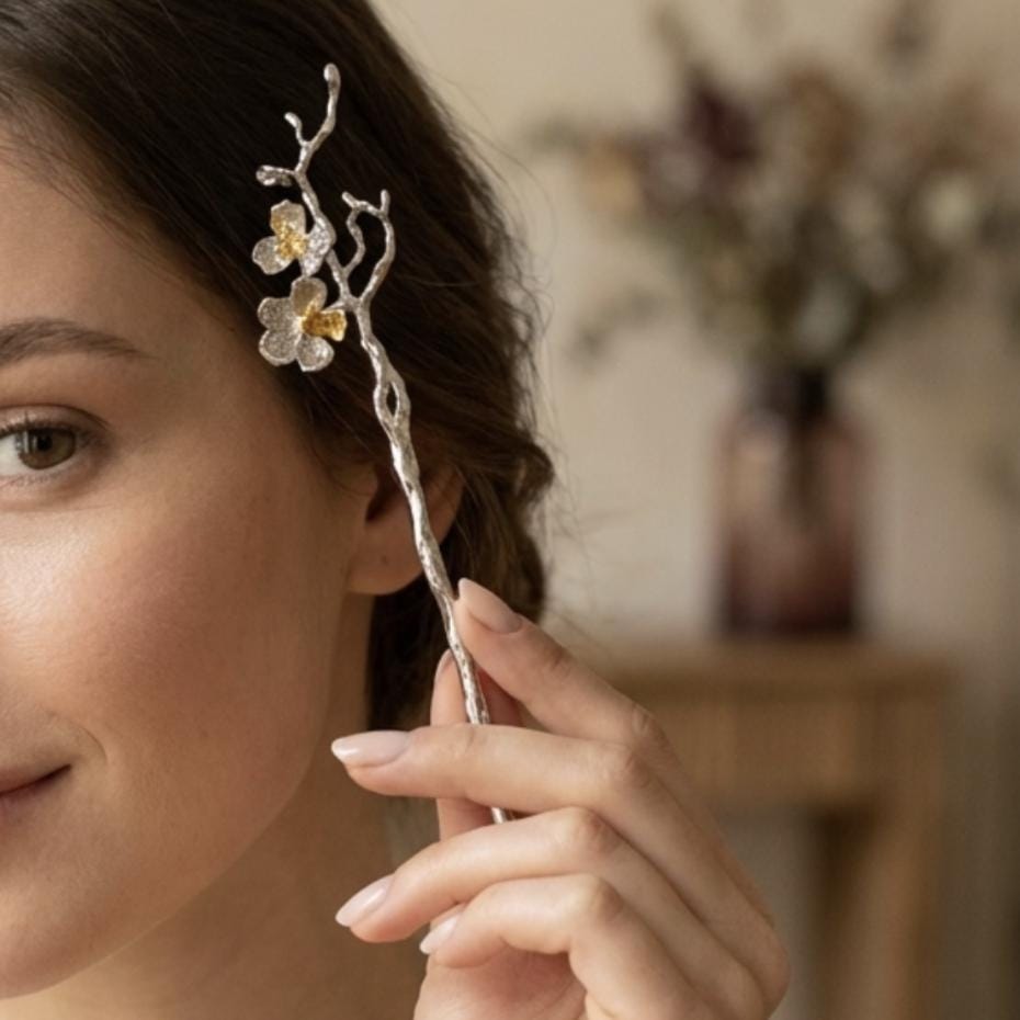 Floral Hair Stick – French Pin, Hair Accessory