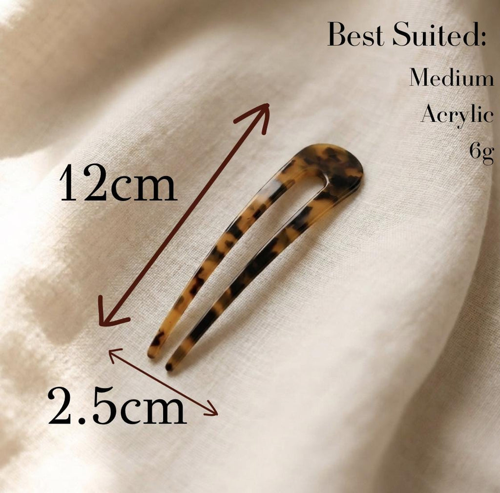 Classic Tortoiseshell French Hair Pin – Fork for Buns, Hair Stick, Minimalist Accessories