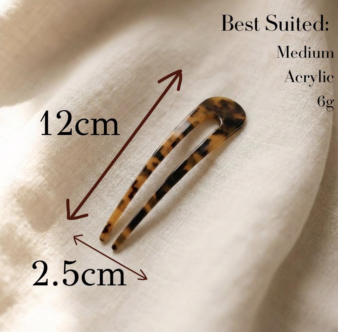 Classic Tortoiseshell French Hair Pin – Fork for Buns, Hair Stick, Minimalist Accessories