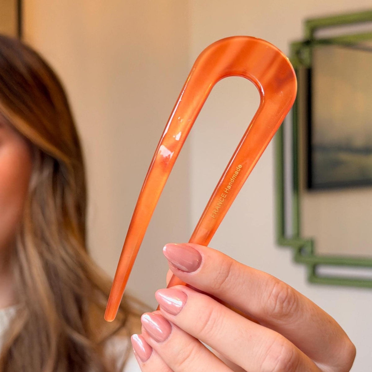 French Hair Pin | Acetate Hair Fork | Amber, Green & Tortoiseshell Hair Pin |