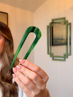 French Hair Pin | Acetate Hair Fork | Amber, Green & Tortoiseshell Hair Pin |