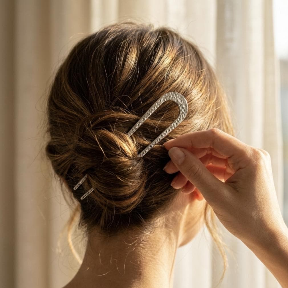 Hammered French Hair Pin