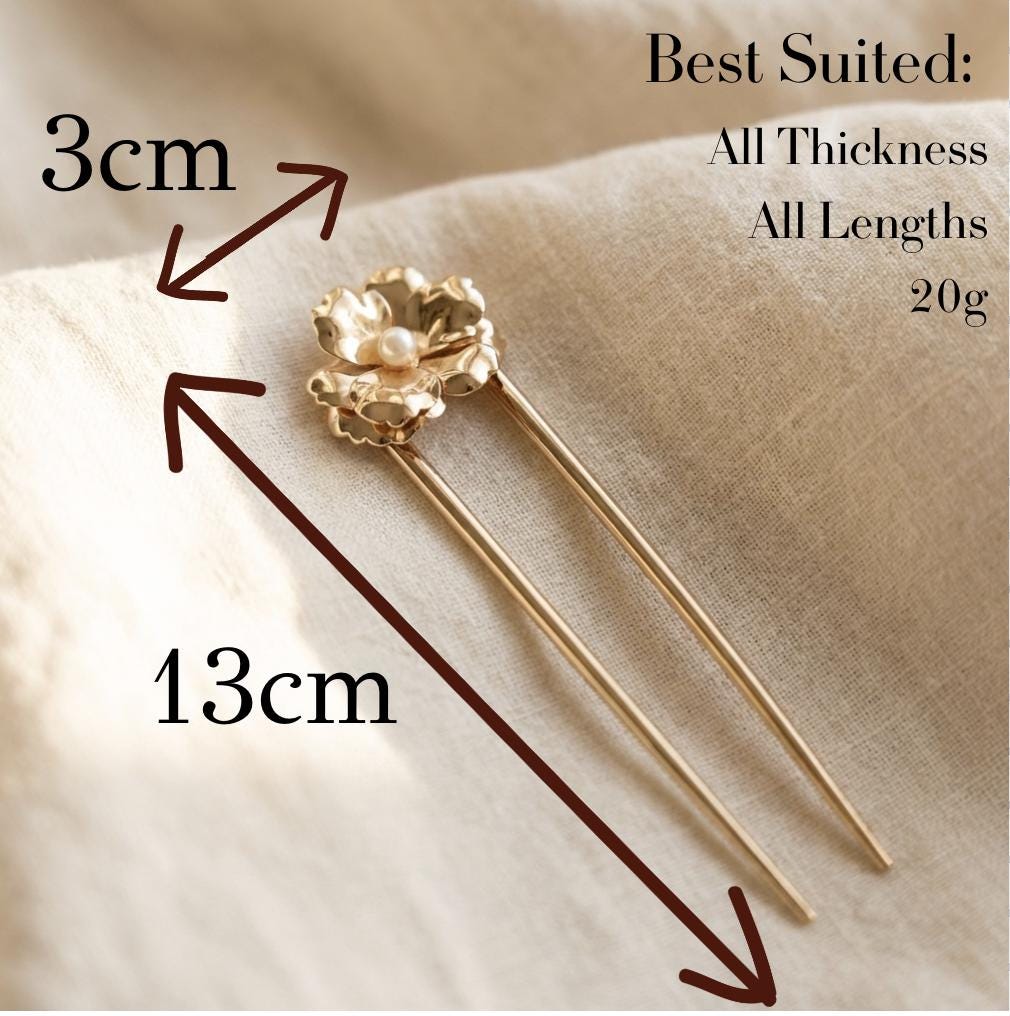 Floral Hair Pin with Pearl