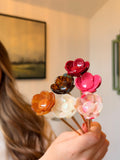 Flower French Hair Stick – Floral Hair Pin, Rose Fork for Buns, Accessory, Elegant Updo