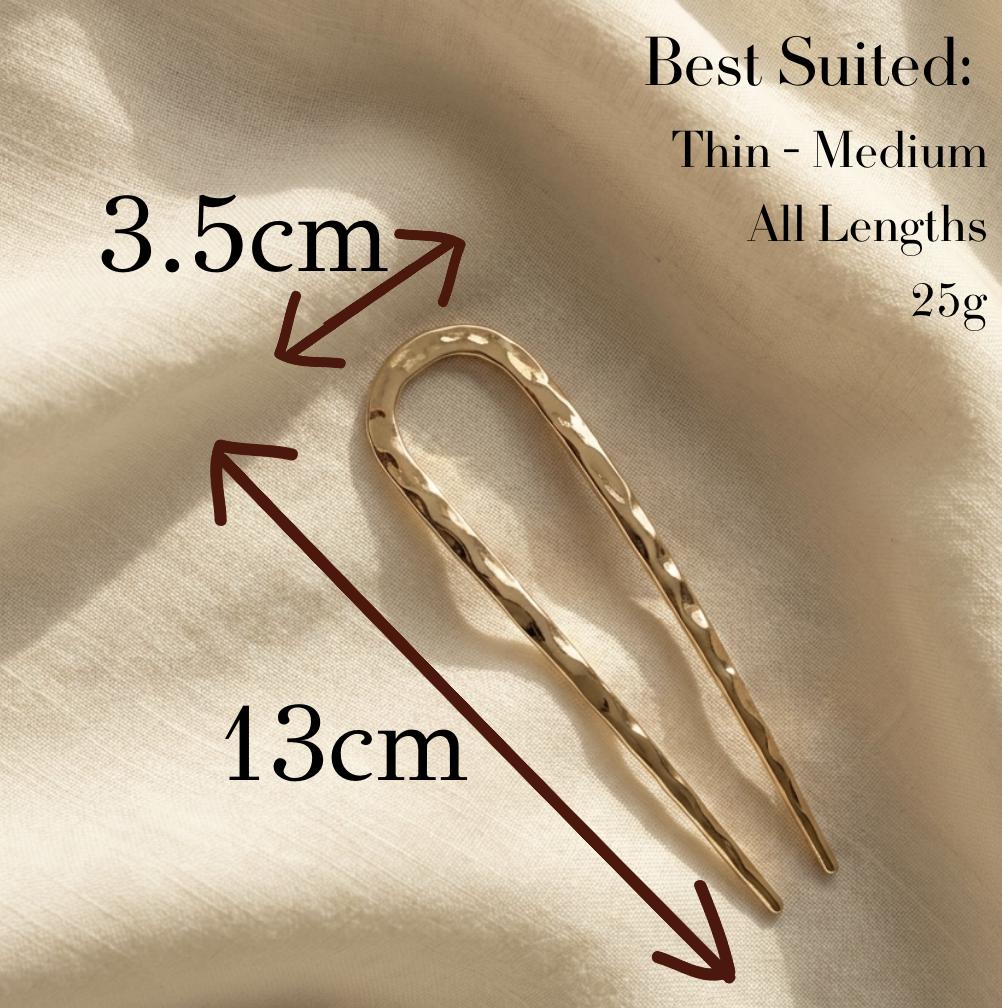 French Hair Pin - Hammered Hair Stick for Buns, Accessory