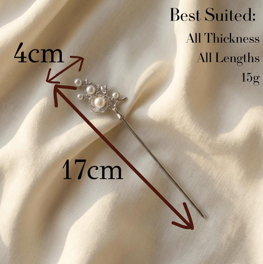 Pearl Hair Pin – Bridal Pin, Silver Hair Stick, Wedding Hair Accessory