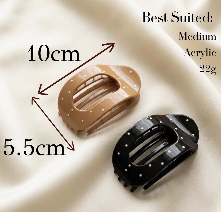 Polka Dot Hair Claw Clip – French Slide, Neutral Accessories, for Women