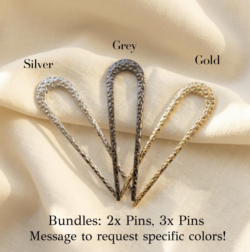 Hammered French Hair Pin