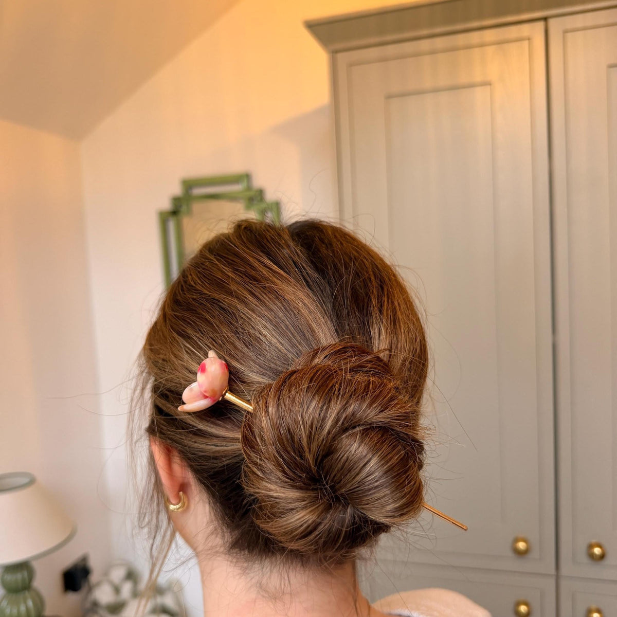 Flower French Hair Stick – Floral Hair Pin, Rose Fork for Buns, Accessory, Elegant Updo